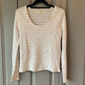 NWOT Madewell cropped lightweight sweater with space dye stripes. Size medium.